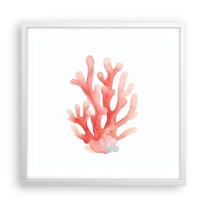 Affiche dans un cadre blanc - Poster - Corail couleur corail - 50x50 cm