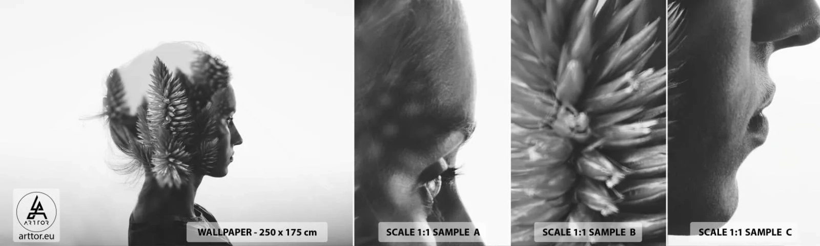 Échantillon De Papier Peint Standard Eco - Dame de la pinède - Abstraction, Femme, Morceau - 100x30 cm