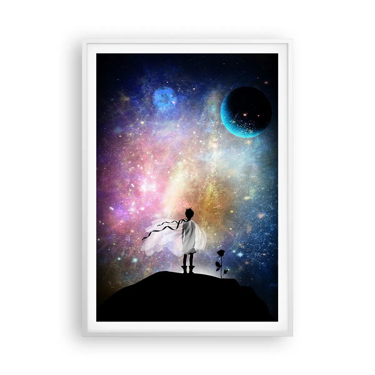 Affiche dans un cadre blanc - Poster - Le Petit Prince - 70x100 cm