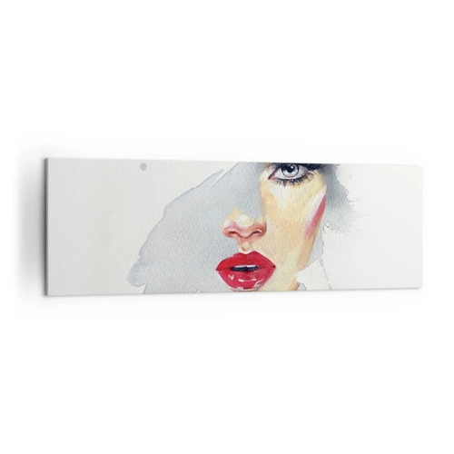 Impression sur toile - Image sur toile - Portrait à l'aquarelle d'une femme au regard intense. - 160x50cm - Reflet dans une goutte d'eau - Décoration murale moderne pour le salon et la chambre ARTTOR