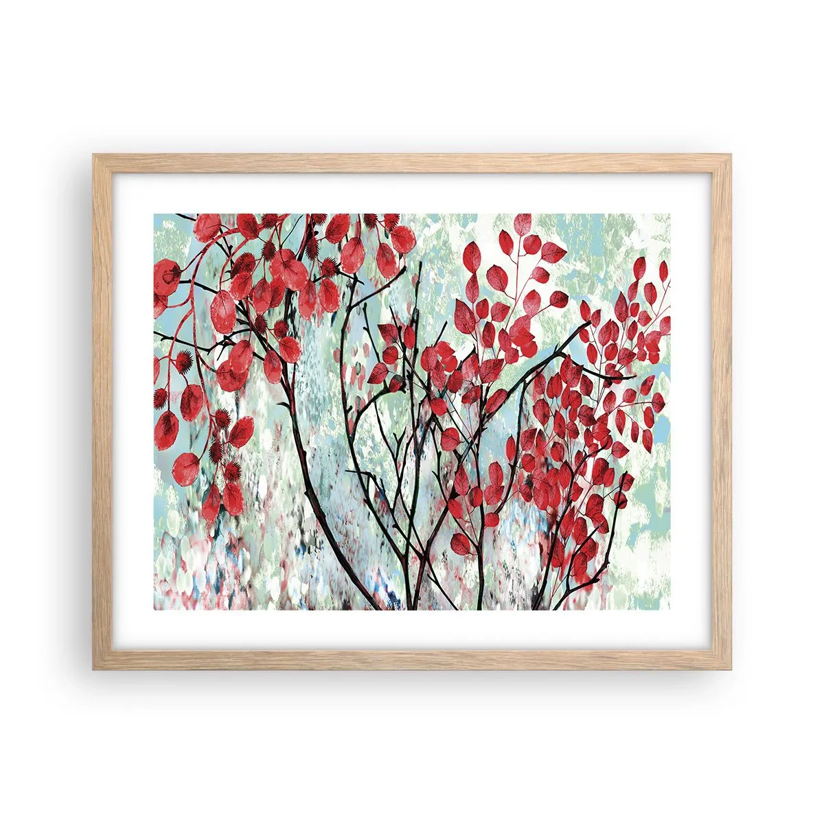 Affiche dans un chêne clair - Poster - Arbre en écarlate - 50x40 cm