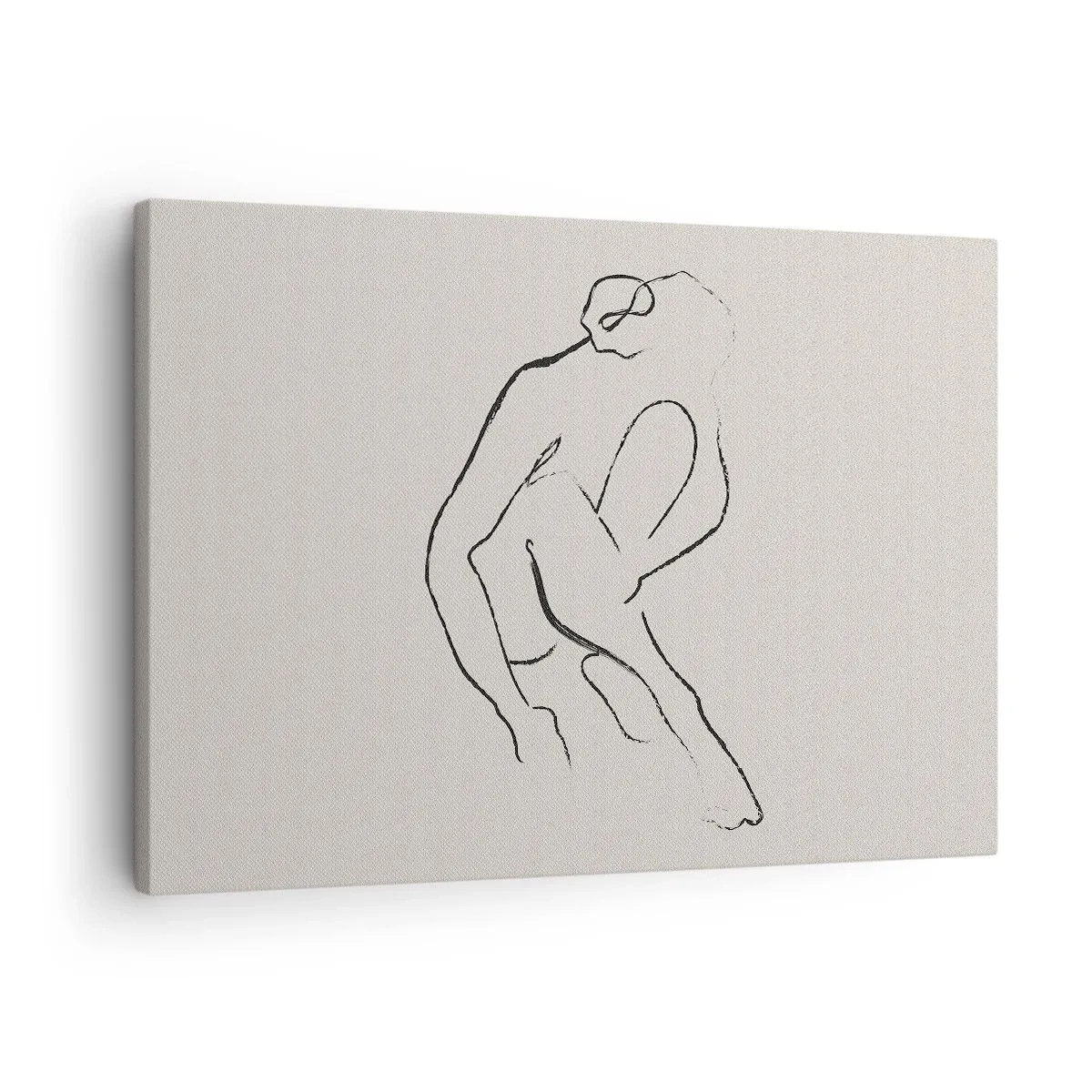 Impression sur toile - Image sur toile - Une silhouette minimaliste en noir sur fond clair - 70x50cm - Croquis intime - Décoration murale moderne pour le salon et la chambre ARTTOR
