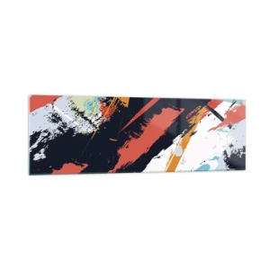 Impression sur verre - Image sur verre - Coups de pinceau abstraits aux couleurs vives - 160x50cm - Composition dynamique - Décoration murale moderne pour le salon et la chambre ARTTOR