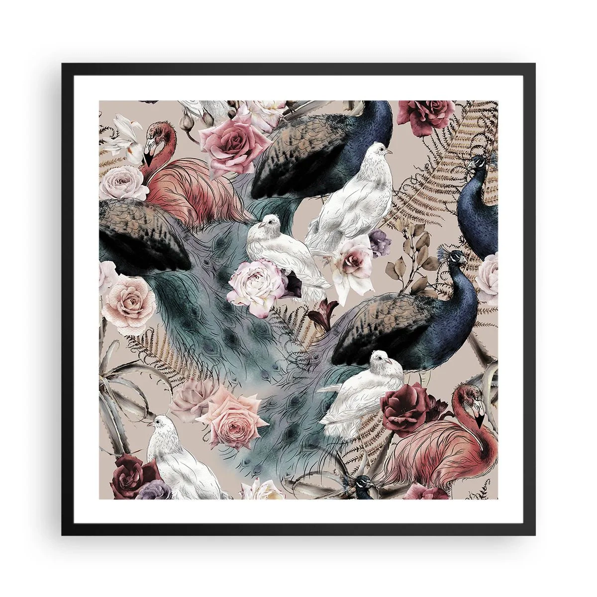 Affiche dans un cadre noir - Poster - Dans un jardin de palace - 60x60 cm