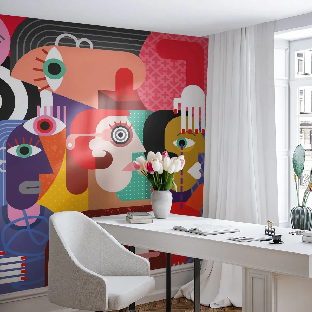 Papier Peint Autocollant Deluxe Sticker - Nous par M. Picasso - Abstraction, Cubisme, Personnes - 250x175 cm