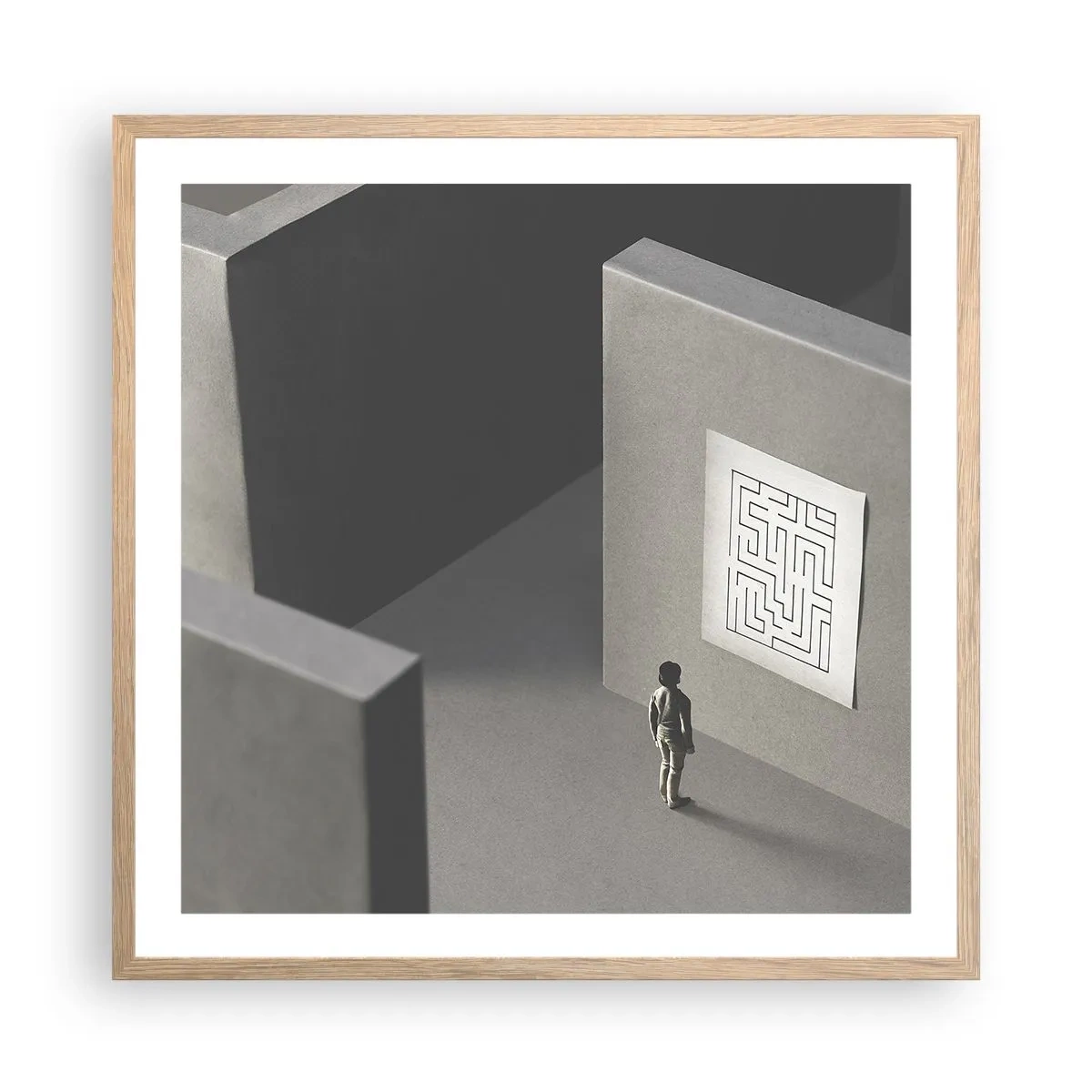 Affiche dans un chêne clair - Poster - Mais où suis-je? - 60x60 cm