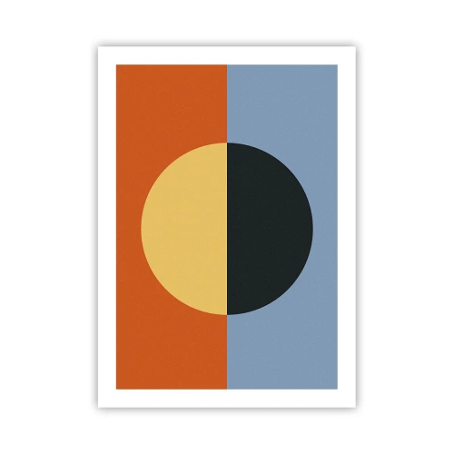 Affiche - Poster - Composition géométrique avec un cercle et des couleurs contrastées - 50x70cm - Composition de chaleur et de fraîcheur - Décoration murale moderne pour le salon et la chambre ARTTOR