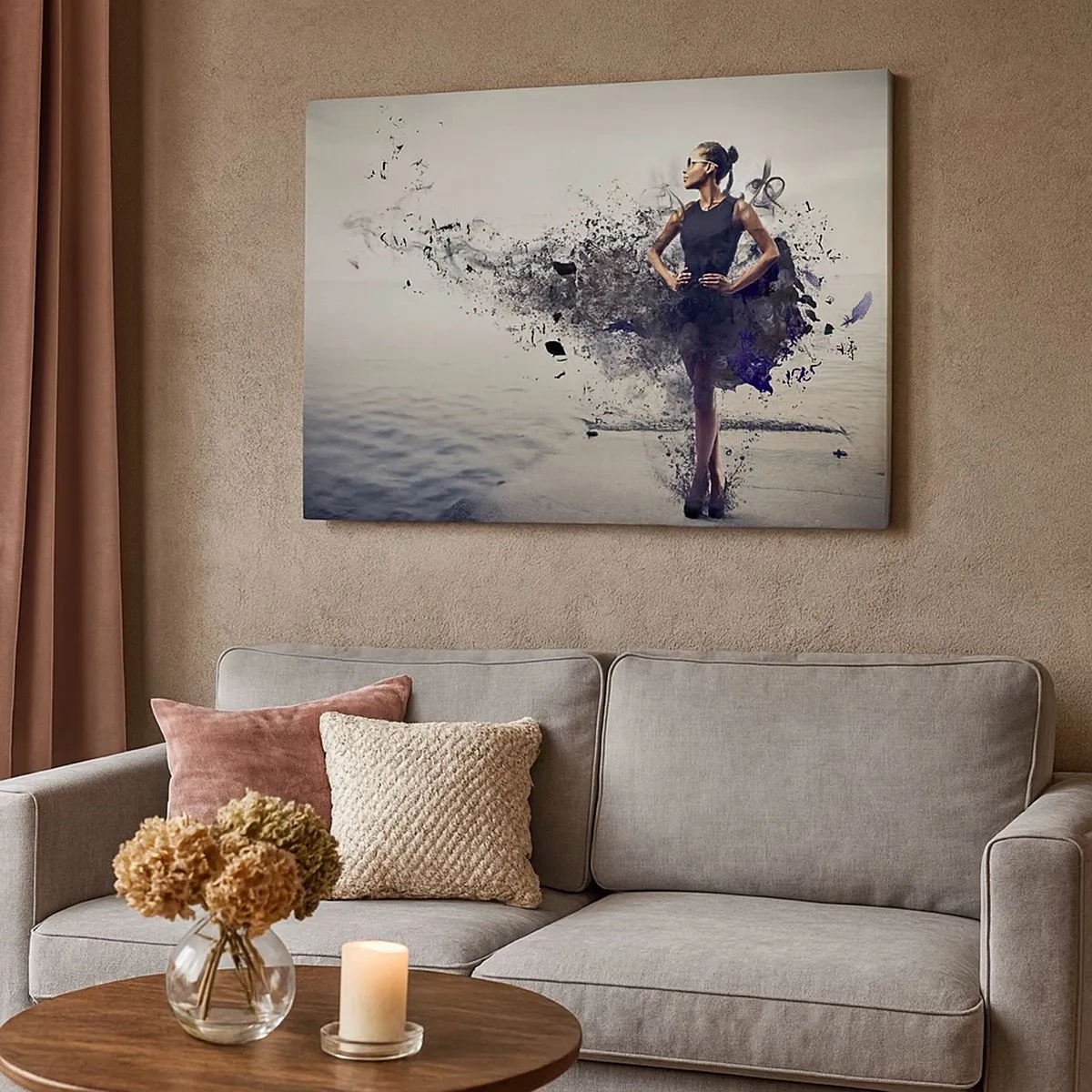 Impression sur toile - Image sur toile - Une femme dans une composition artistique sur fond d'eau - 70x50cm - Vénus africaine - Décoration murale moderne pour le salon et la chambre ARTTOR