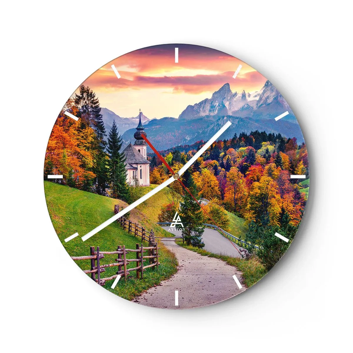 Horloge murale - Pendule murale - Paysage comme peind - 40x40 cm
