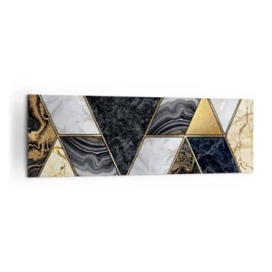 Impression sur toile - Image sur toile - Triangles géométriques en or, marbre et nuances sombres - 160x50cm - Pierre après pierre - Décoration murale moderne pour le salon et la chambre ARTTOR