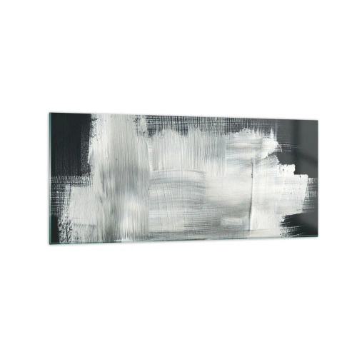 Impression sur verre - Image sur verre - Traits abstraits blancs sur fond sombre - 120x50cm - Tissé à la verticale et à l'horizontale - Décoration murale moderne pour le salon et la chambre ARTTOR