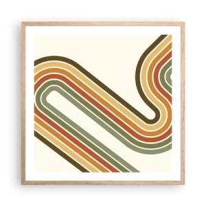 Affiche dans un chêne clair - Poster - En zig zag vers le but - 60x60 cm