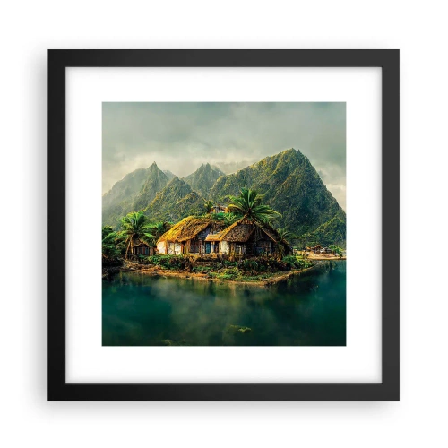 Affiche dans un cadre noir - Poster - Paradis tropical - 30x30 cm