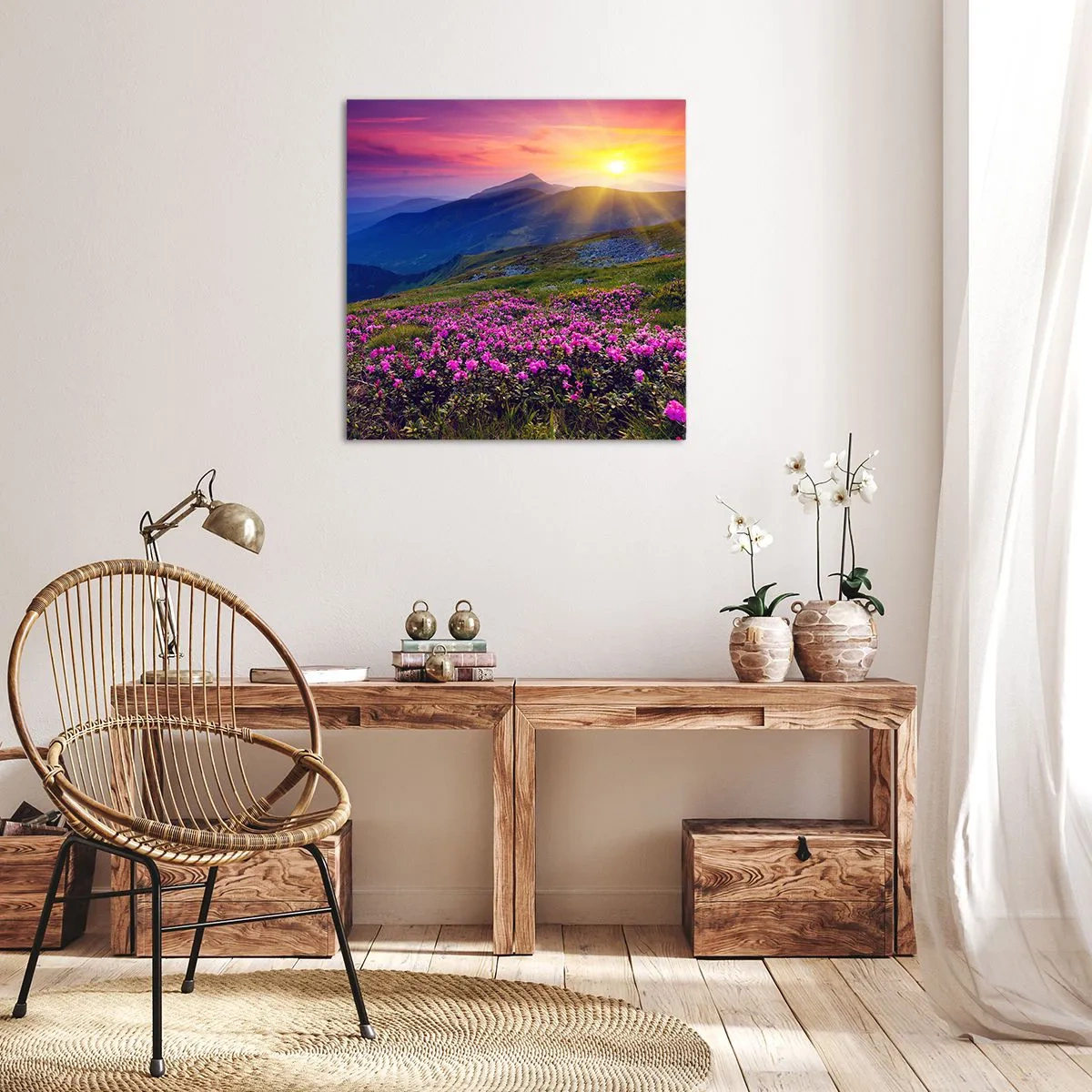 Impression sur toile - Image sur toile - … Et autour, ça sent le pin des montagnes et l'odeur de la prairie - 30x30 cm