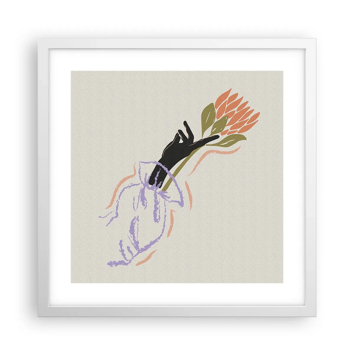 Affiche dans un cadre blanc - Poster - Touche fraternelle - 40x40 cm