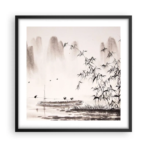 Affiche dans un cadre noir - Poster - Le silence des rizières - 50x50 cm