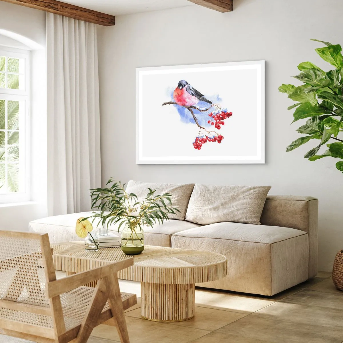 Affiche dans un cadre blanc - Poster - L'hiver en couleurs - 100x70 cm