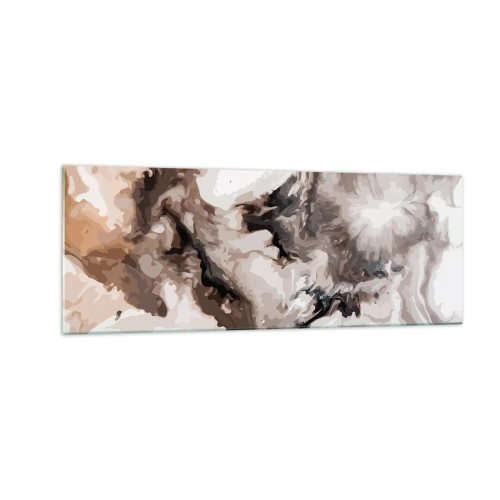 Impression sur verre - Image sur verre - Motif abstrait dans les tons de marron et de blanc - 140x50cm - La naissance d'une galaxie - Décoration murale moderne pour le salon et la chambre ARTTOR