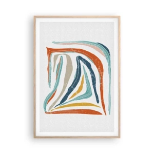 Affiche dans un chêne clair - Poster - Abstraction avec un sourire amical - 70x100 cm