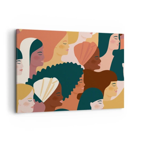 Impression sur toile - Image sur toile - Profils colorés de femmes aux styles variés - 120x80cm - Uniquement la féminité - Décoration murale moderne pour le salon et la chambre ARTTOR