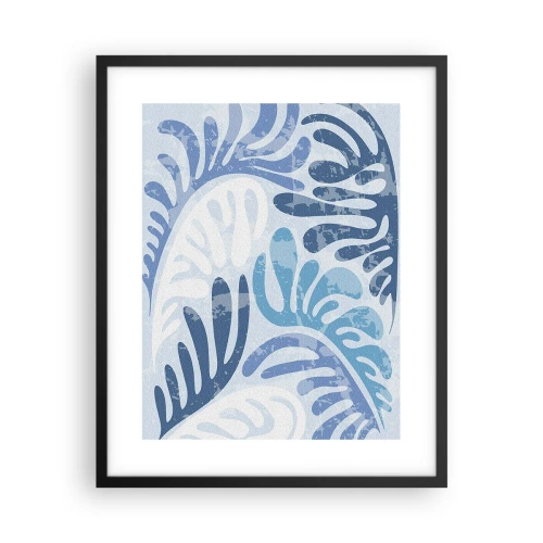 Affiche dans un cadre noir - Poster - Fougères bleues - 40x50 cm