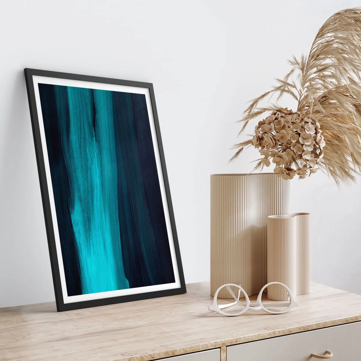 Affiche dans un cadre noir - Poster - Suivez le courant - 30x40 cm