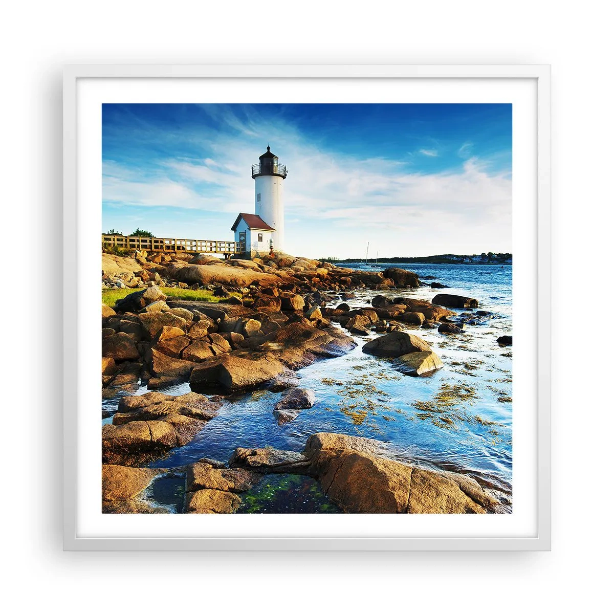 Affiche dans un cadre blanc - Poster - Revenez heureux, j'attends - 60x60 cm