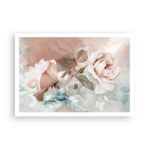 Affiche - Poster - Roses délicates aux tons pastel sur fond clair - 100x70cm - L'esprit du romantisme - Décoration murale moderne pour le salon et la chambre ARTTOR