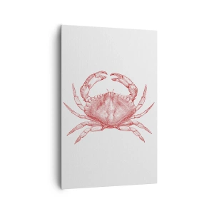 Impression sur toile - Image sur toile - Dessin d'un crabe dans une teinte rouge - 80x120cm - Le crabe des crabes - Décoration murale moderne pour le salon et la chambre ARTTOR