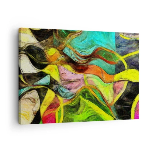 Impression sur toile - Image sur toile - Une composition abstraite avec des taches colorées et des lignes dynamiques. - 70x50cm - Le mouvement c'est la vie - Décoration murale moderne pour le salon et la chambre ARTTOR