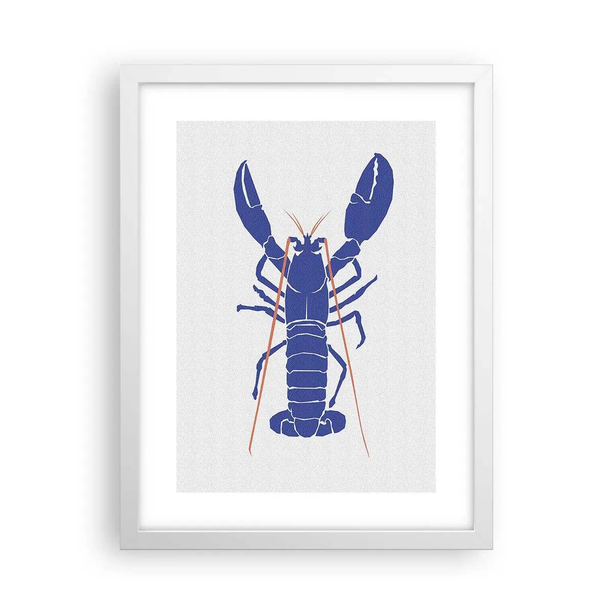 Affiche dans un cadre blanc - Poster - Homard exquis en bleu marine - 30x40 cm