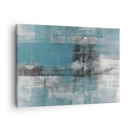 Impression sur toile - Image sur toile - Une composition abstraite dans des tons de bleu avec texture et couches. - 70x50cm - Eau et air - Décoration murale moderne pour le salon et la chambre ARTTOR