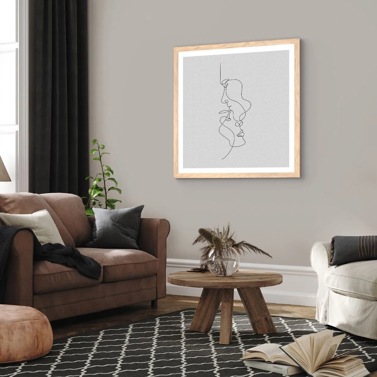 Affiche dans un chêne clair - Poster - Chaleur de désir renaissant - 40x40 cm