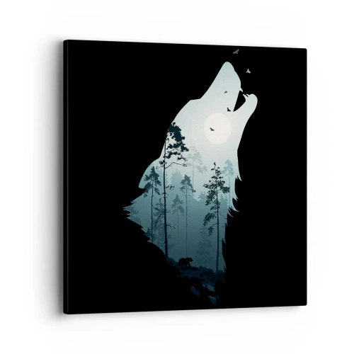 Impression sur toile - Image sur toile - La voix de nuit de la forêt - 40x40 cm