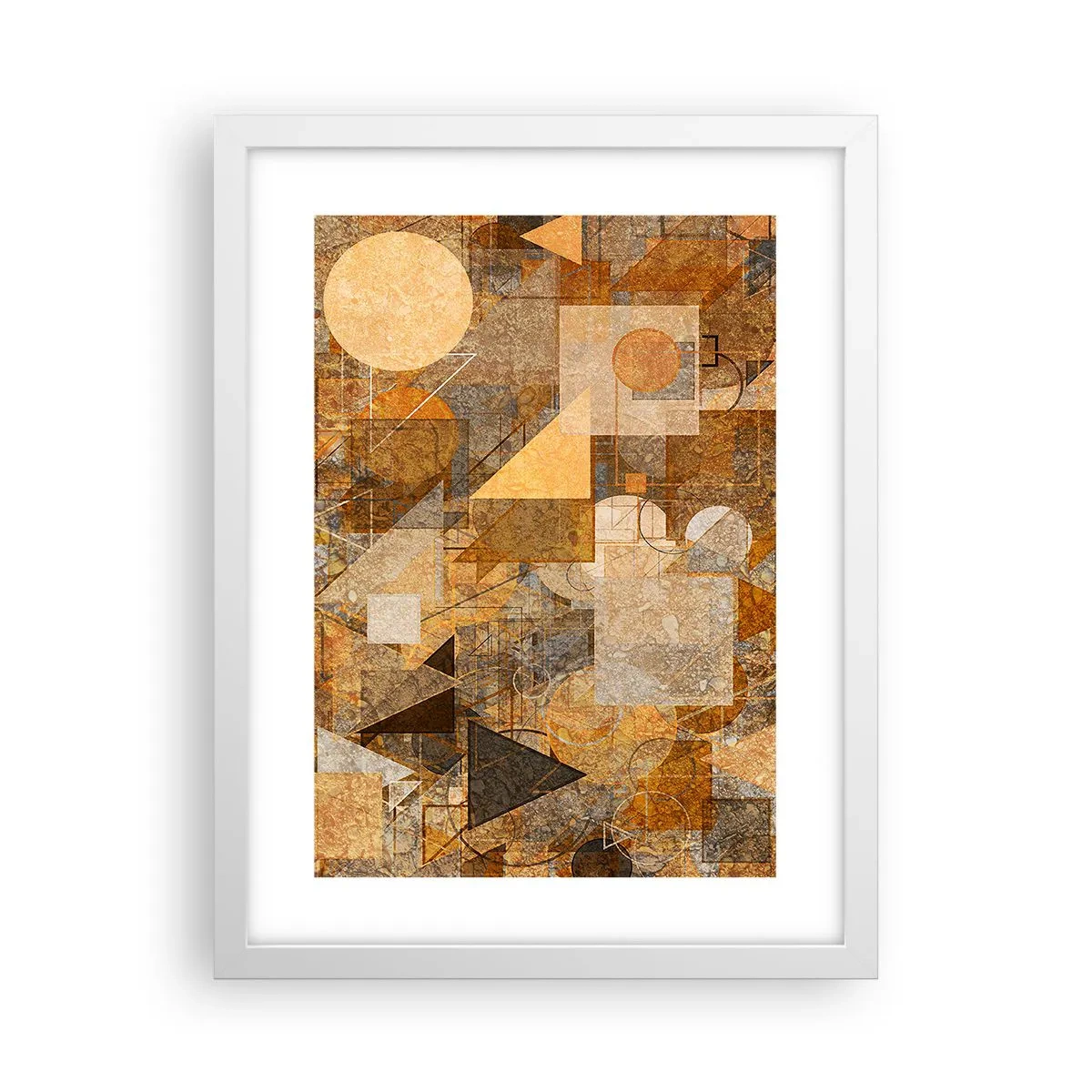 Affiche dans un cadre blanc - Poster - Étude cubique de marron - 30x40 cm