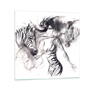 Impression sur verre - Image sur verre - Danse avec les zèbres - 40x40 cm