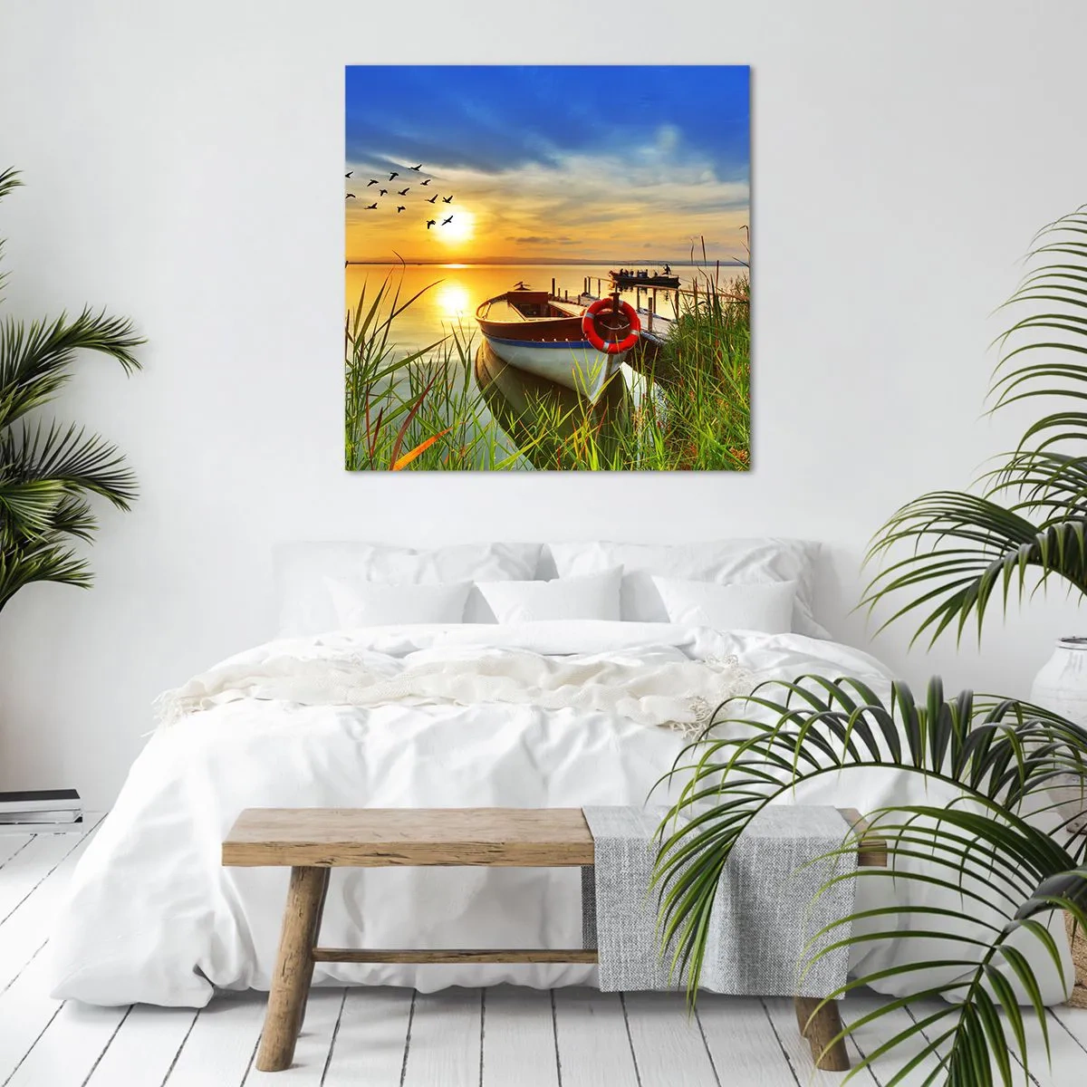 Impression sur toile - Image sur toile - Les cormorans s'envolent déjà - 70x70 cm