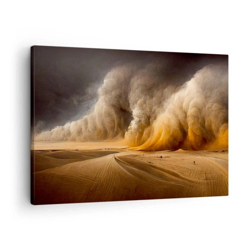 Impression sur toile - Image sur toile - Impressionnante tempête de sable dans le désert - 70x50cm - La colère du désert - Décoration murale moderne pour le salon et la chambre ARTTOR