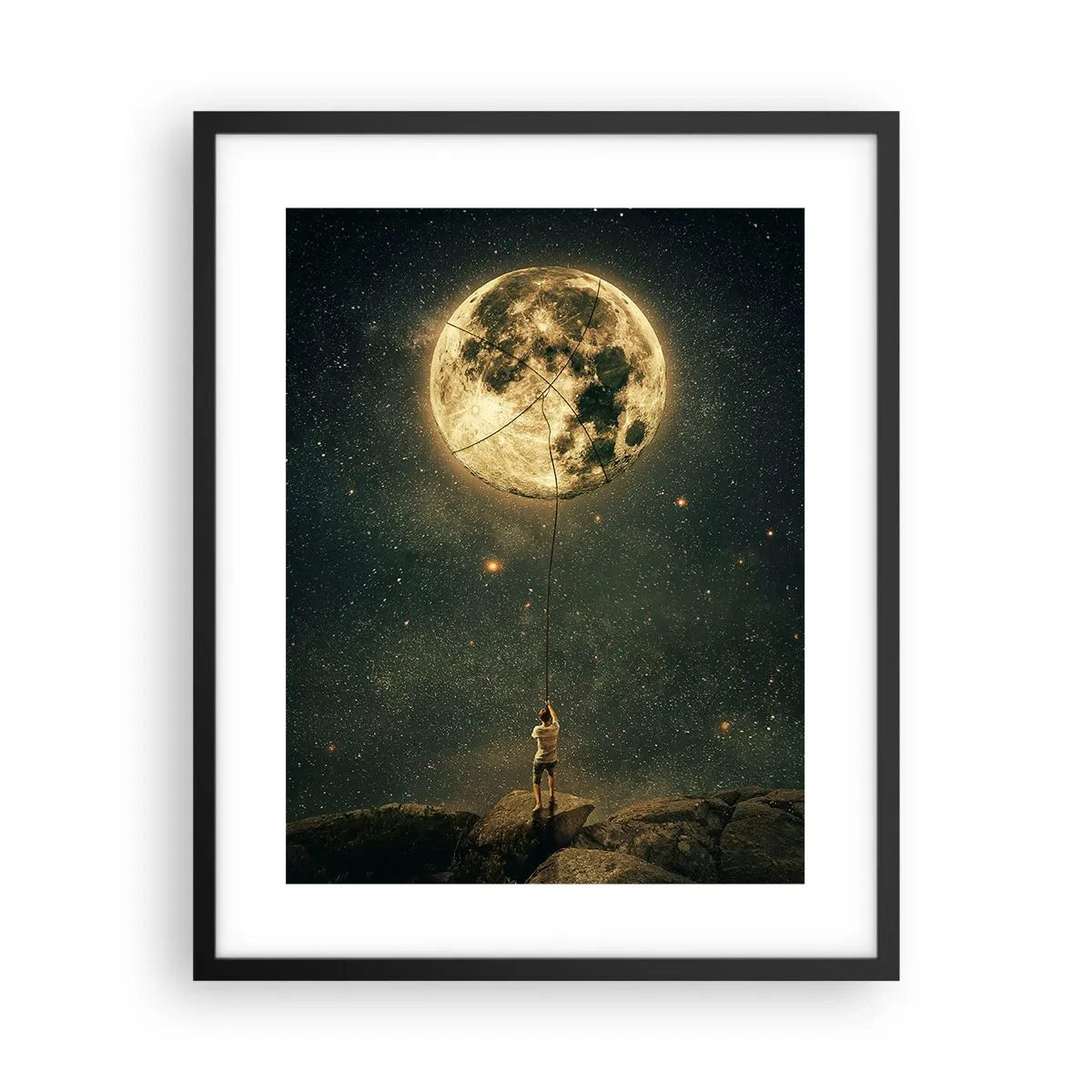 Affiche dans un cadre noir - Poster - Celui qui a volé la lune - 40x50 cm