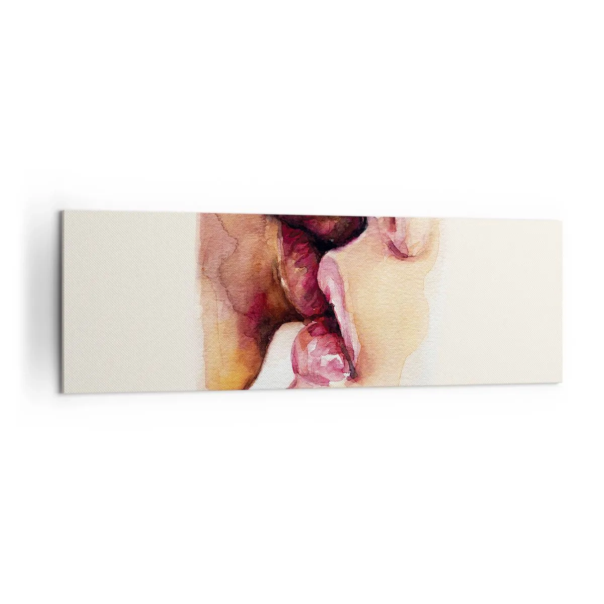 Impression sur toile - Image sur toile - Une aquarelle représentant un gros plan d'un visage - 160x50cm - Comme le jour et la nuit, la terre et le ciel - Décoration murale moderne pour le salon et la chambre ARTTOR