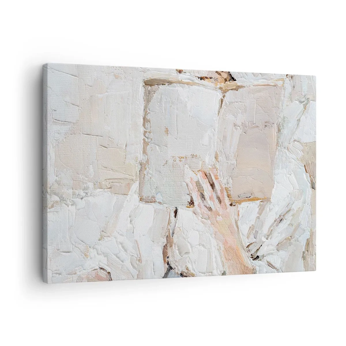 Impression sur toile - Image sur toile - Une peinture impressionniste d'une main tenant un livre ouvert. - 70x50cm - Dans un autre monde - Décoration murale moderne pour le salon et la chambre ARTTOR