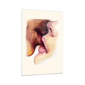 Impression sur verre - Image sur verre - Une aquarelle représentant un gros plan d'un visage - 70x100cm - Comme le jour et la nuit, la terre et le ciel - Décoration murale moderne pour le salon et la chambre ARTTOR