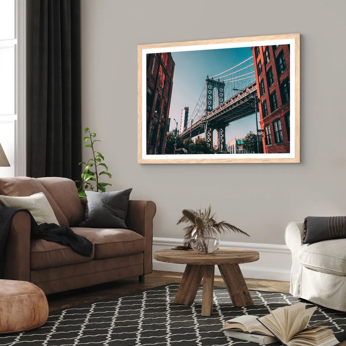 Affiche dans un chêne clair - Poster - Sur les vagues de la ville - 100x70 cm