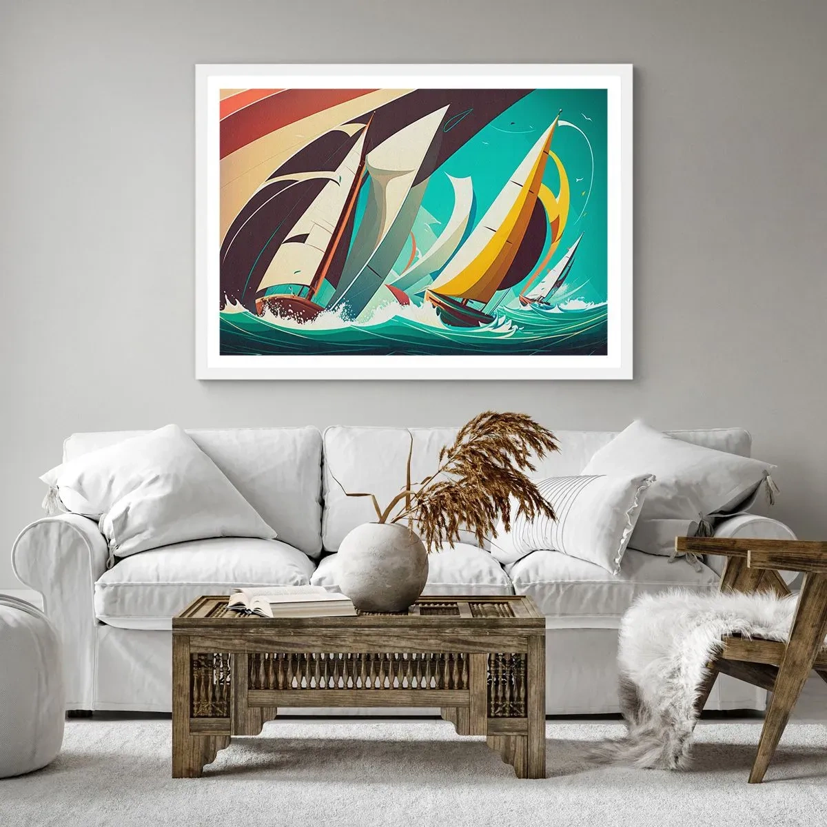 Affiche dans un cadre blanc - Poster - Bonne chance avec les éléments - 100x70 cm