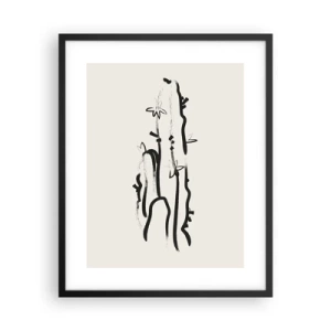 Affiche dans un cadre noir - Poster - Herbe à fleurs - 40x50 cm