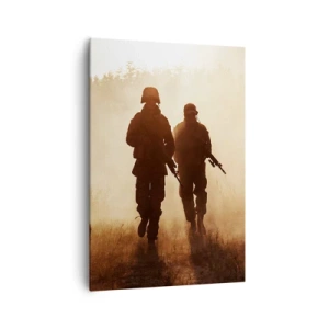 Impression sur toile - Image sur toile - Des soldats marchant dans le brouillard matinal sur fond de nature - 70x100cm - Call of Duty - Décoration murale moderne pour le salon et la chambre ARTTOR