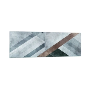 Impression sur verre - Image sur verre - Formes géométriques dans des tons froids de bleu et de marron - 160x50cm - Élégance sophistiquée de la géométrie - Décoration murale moderne pour le salon et la chambre ARTTOR
