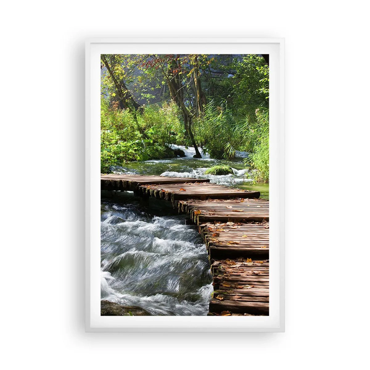 Affiche dans un cadre blanc - Poster - Au-dessus de la cascade mousseuse - 61x91 cm