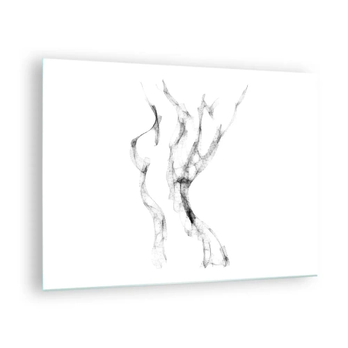 Impression sur verre - Image sur verre - Contour féminin abstrait composé de lignes noires et fumées - 70x50cm - Belle et forte - Décoration murale moderne pour le salon et la chambre ARTTOR