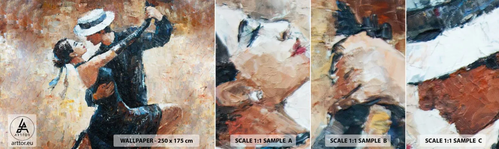 Échantillon de Papier Peint Autocollant Deluxe Sticker - À la Rudolf Valentino - Abstraction, Danse, Tango - 100x30 cm